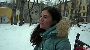 Skinny russian teen denies agent's advances but teases shaved pussy in full casting