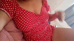 Caperucita roja spreads big tits pussy lips and juicy ass masturbating wildly on bed for taboo creampie