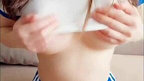 damn this beautiful babe masturbates her cute tits so hot!!