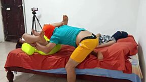 Step Sister Grabs My Cock Playing Innocent in Lingerie Uniform Roleplay