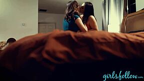 Angela White kisses babe fingering wet pussy licking tits tribbing muff