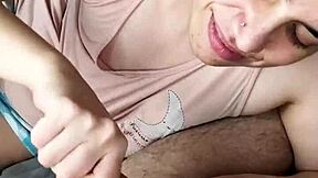 Girlfriend's Steamy Handjob Blowjob Ends in Mouthful Cumplay