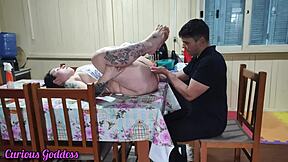Hot Milf Housewife Devours Hairy Pussy on Dining Desk