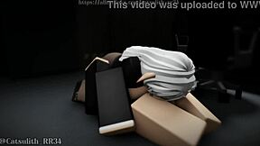 I submit completely as boss rides my cock doggystyle bent over creampie in office game