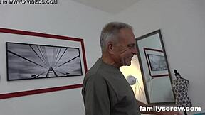 Slutty Maid Pounds Family and Jerks Grandpa's Load