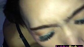 horny ladyboy emmy deep sucks client's hard cock then anal fucked tight asshole