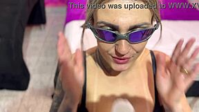 tanned big tits tattooed beauty licks monster cock tan lines sheer tease