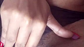 Muscular Ebony with Fat Pierced Pussy Lips Fingers Clit to Intense Orgasm