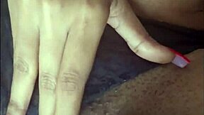 Muscular Ebony with Fat Pierced Pussy Lips Fingers Clit to Intense Orgasm