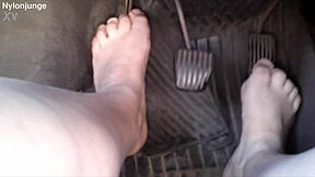 Zeraphine73 Shows Sexy Feet Toes Socks in Car for Chubby German Fetish Fans