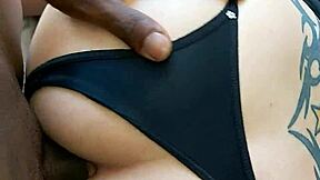 shopping security bareback assfucks crossdressing black shemale's tight hole raw