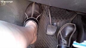 Zeraphine73 Shows Sexy Feet Toes Socks in Car for Chubby German Fetish Fans