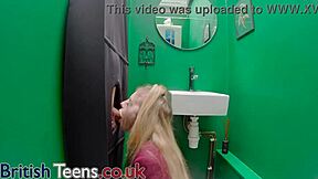 Hey, wanna see this teen suck cock at gloryhole?