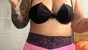 I'm cooking dinner knowing i'll be dessert for hubby’s friend halloween pussy flash!