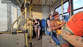 Married Woman Teases Stranger on Bus Ends Pussy Pounded