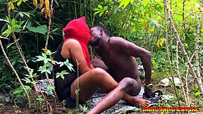 horny ebony babes get bent over for big cock bush pounding outdoors