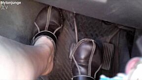 Zeraphine73 Shows Sexy Feet Toes Socks in Car for Chubby German Fetish Fans