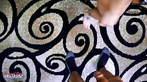 Sabrina's tight pussy gets pounded hard then she swallows cumshot