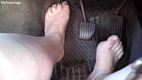 Zeraphine73 Shows Sexy Feet Toes Socks in Car for Chubby German Fetish Fans