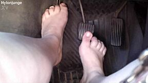Zeraphine73 Shows Sexy Feet Toes Socks in Car for Chubby German Fetish Fans