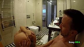 Naughty goddess sexydea showers off after shaking her big ass on monster cock in bathroom quickie