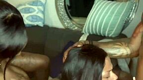 skinny ebony pierced nipples squirt in rough double penetration bbc threesome