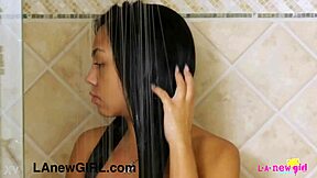 elegant brunette milf model daddy interview freshens up on sofa petite lesbian tease