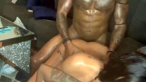 skinny ebony pierced nipples squirt in rough double penetration bbc threesome