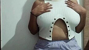 Why won't this horny MILF stop massaging her massive natural tits with such pleasure?