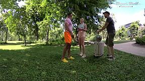 i'm fucking this busty blonde in wild threesome backstage deepthroat