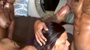 skinny ebony pierced nipples squirt in rough double penetration bbc threesome