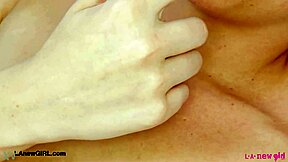 SEXY BLONDE TEEN STRIPS CUTE BODY ON SOFA FOR DADDY'S EYES ONLY!