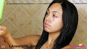 elegant brunette milf model daddy interview freshens up on sofa petite lesbian tease