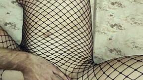 Wife's Tight Ass in Fishnets Takes My Deep Anal Thrusts So Emotionally