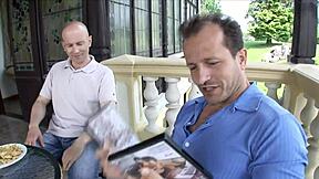 naughty spanish maid simone, bent over for double cock ass licking creampie?