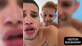 Novinho moans loud on neighbor's monster cock in bareback doggystyle assfucking