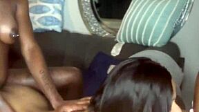 skinny ebony pierced nipples squirt in rough double penetration bbc threesome