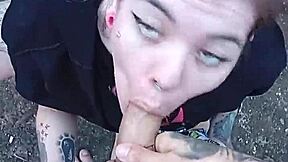 Pretty Blonde Brazilian Takes Bareback Monster Cock Blowjob In Garden Forest