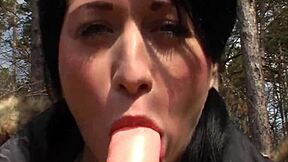 kate black can't stop rubbing her big pussy outdoors in nature