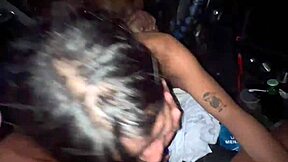 Group of friends fuck pretty Brazilian black big pussy amateurs bareback in car on Salvador street