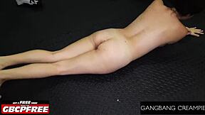 Lilith Graces' Huge Tits Jizzed in Sloppy 5-Man Blowbang Gangbang