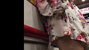 Hot granny upskirt spying skirt in shop reveals mature amateur ass