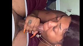 Old pornstar gives sloppy ball licking blowjob on monster cock then rides it pov