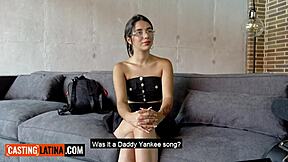 petite latina agustina mora moans in ecstasy from hardcore pussy pounding on sofa