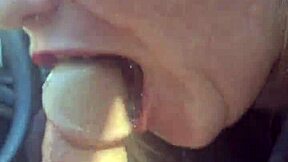 bbw deepthroats cock during break then swallows hot cum load