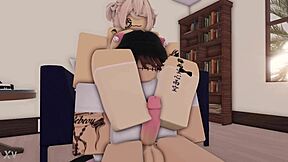 Guy Receives Erotic Footjob From Cute Roblox Girl