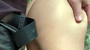 Slut Wife Tied to Tree by Husband Fucked Outdoor Creampie Closeup