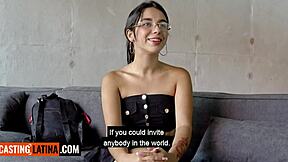 petite latina agustina mora moans in ecstasy from hardcore pussy pounding on sofa