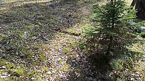 Slut Wife Tied to Tree by Husband Fucked Outdoor Creampie Closeup