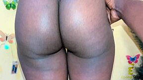 African ebony girlfriend rides pov with backshots from young stud